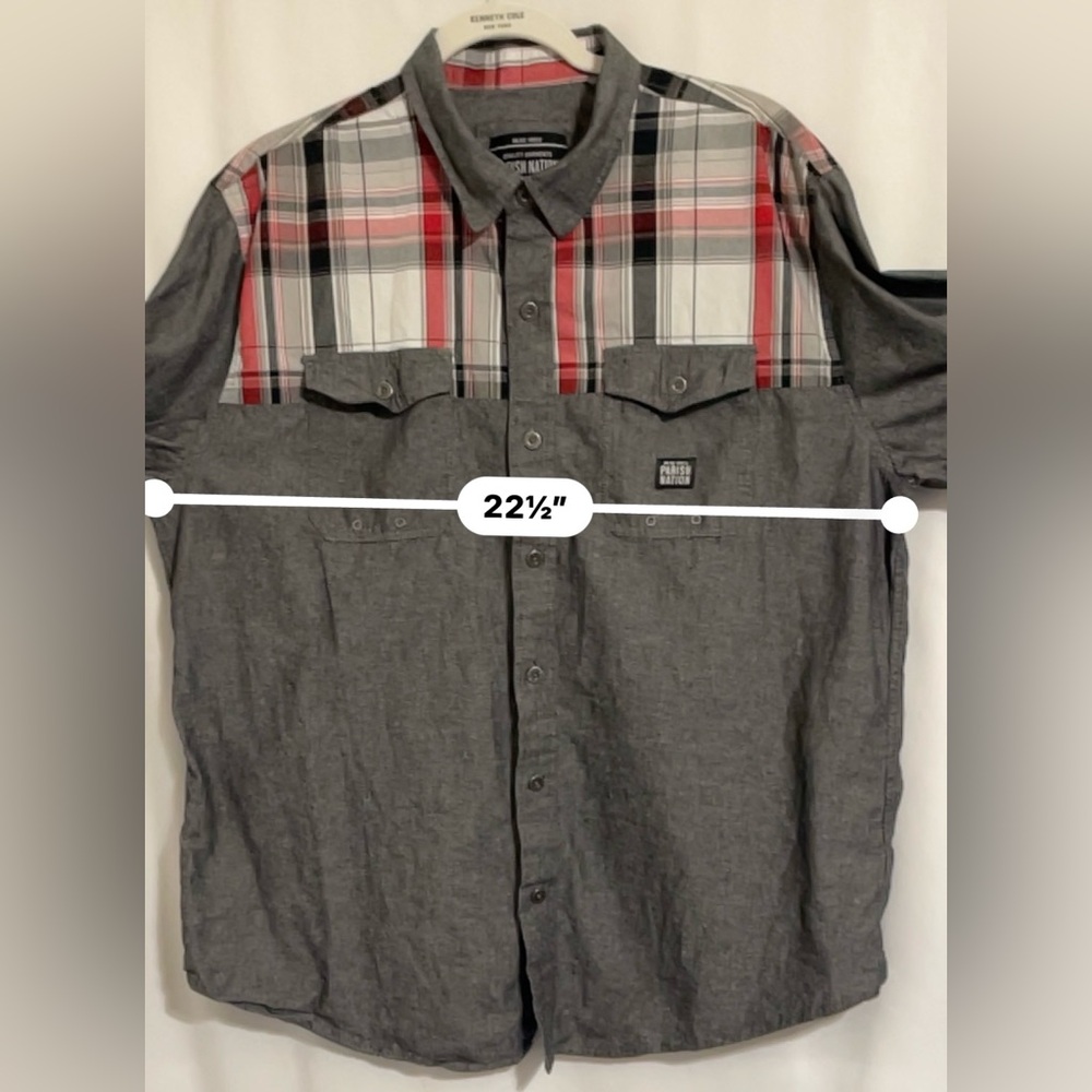 Parish Nation Shirt Long Sleeve Plaid Gray Elbow Patches Pockets Men’s Size  2XL - Picture 9 of 9